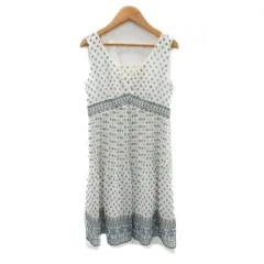 ロペ ROPE ノースリーブワンピース ひざ丈 スクエアネック 総柄 7 マルチカラー オフホワイト /YK41