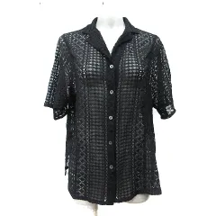 ページボーイ PAGE BOY シャツ ブラウス 総レース シアー 半袖 F 黒 ブラック /YI