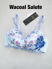 ★【新品】Wacoal Salute　ワコールサルート　60G マイフェアレディ　ブラジャー　フロントエックス＋ブラ　定価10,450円 2024年製　F75　ブルー系　上品　送料込み　6464096