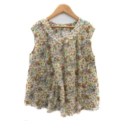 キャサリンロス KATHARINE ROSS ブラウス カットソー ノースリーブ Vネック 50周年 花柄 M マルチカラー 黄色 イエロー /YK32