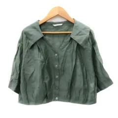 レディアゼル REDYAZEL シャツ ブラウス 五分袖 スキッパーカラー F 緑 グリーン /YK33
