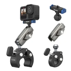 TELESIN GoPro 13用 クランプマウント 磁気クイックリリース アルミニウム合金製 360°回転 マジックアーム 自転車 バイク マウント Gopro hero 13 アクセサリー パイプクランプ スーパークランプ 耐摩耗滑り止め go pro 0