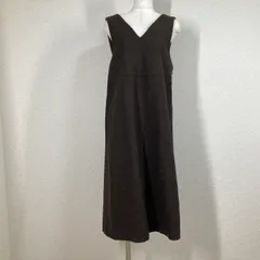 マリンフランセーズ ミックスツイード ジャンパースカート 茶 ウール Vネック ロングワンピース 重ね着 大人可愛い LA MARINE FRANCAISE