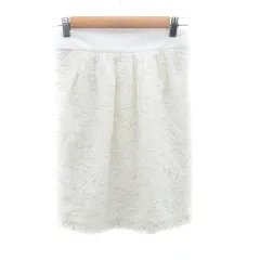 スピック＆スパン ノーブル Spick&Span Noble タイトスカート ミニ丈 総レース 麻 リネン混 36 S オフホワイト /HO11