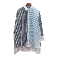 ザラウーマン ZARA WOMAN シャツ ストライプ 長袖 チュニック丈 XS 紺 ネイビー /MN