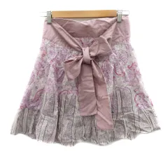 ジルスチュアート JILL STUART フレアスカート ミニ丈 ウエストリボン ペイズリー柄 M マルチカラー 白 ホワイト /YK4