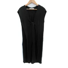 アダムエロペ Adam et Rope' ワンピース ひざ丈 ノースリーブ Vネック リネン混 38 M チャコールグレー /SM9