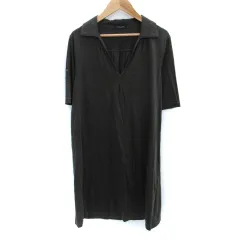 ユナイテッドアローズ UNITED ARROWS ワンピース ひざ丈 半袖 スキッパーカラー カーキ /SM36