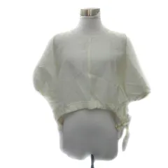 ミスティック mystic ブラウス カットソー 五分袖 ラウンドネック ショート丈 無地 シースルー リボン オーバーサイズ F アイボリー /YS32