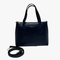 FURLA フルラ レザー 2WAY ハンドバッグ ショルダーバッグ ネイビー ゴールド金具　斜めがけ可能