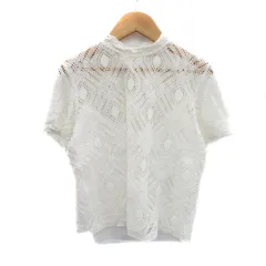ザラ ZARA カットソー ニット 半袖 透かし編み M オフホワイト /YK12