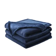 【新品】 あったか毛布 軽量 もうふ ブランケット 冷房対策 春夏用 オールシーズン 洗える 暖かい ふんわり なめらか 吸湿発熱 マイクロファイバー 柔らかい 静電気防止 シングル ネイビー 1