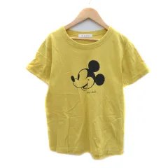 アズールバイマウジー AZUL by moussy × ディズニー Disney Tシャツ カットソー 半袖 ミッキーマウス S 黄色 イエロー 黒 ブラック /YK32