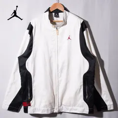 ナイキ NIKE エアジョーダン AIR JORDAN ナイロンジャケット L 大きめ ホワイト ブラック レッド 刺繍ロゴ オーバーサイズ ビッグシルエット ストリート スポーツミックス Y2K 古着 E562