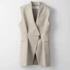 MURRAL 23SS Umbrella vest ミューラル ロングジレ ベスト グレージュ ノーカラー 美シルエット 通勤 オフィス 日本製