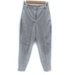 ザラ ベーシック ZARA BASIC テーパードパンツ ロング丈 チェック柄 34 XS グレー /SM13