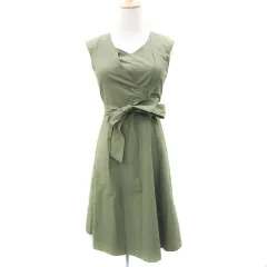 プロポーション ボディドレッシング PROPORTION BODY DRESSING ワンピース ひざ丈 ノースリーブ リボン 1 カーキ /YM6