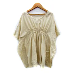 クミキョク 組曲 KUMIKYOKU ブラウス カットソー 半袖 Vネック 無地 レース 2 ベージュ /SY42