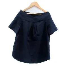 アンタイトル UNTITLED ブラウス カットソー Vネック 半袖 2 M 紺 ネイビー /HO43