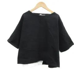 マウジー MOUSSY Tシャツ カットソー 半袖 ラウンドネック バイカラー F 黒 ブラック 白 ホワイト /YS23