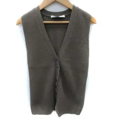 ザラ ZARA ニットベスト Vネック S 茶 ブラウン /SM2