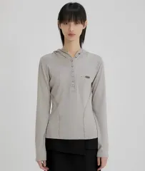 タグ付き新品フレアアップボタンアップレースフーディー グレー