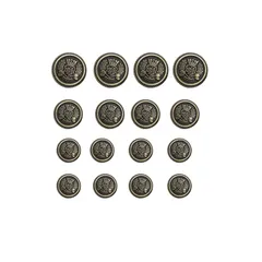 DEVENTORZ ブレザー ボタン 16個セット 直径15mm/20mm/25mm アンティーク メタルボタン 交換 補修 学生服/スーツ/ブレザー用/コートなど 洋服用 袖口 金 アクセサリー セット DIY 手作り おしゃれ 麦穂バッジ 装飾（ブロン 1