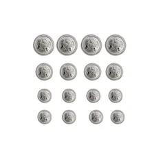 DEVENTORZ ブレザー ボタン 16個セット 直径15mm/20mm/25mm アンティーク メタルボタン 交換 補修 学生服/スーツ/ブレザー用/コートなど 洋服用 袖口 金 アクセサリー セット DIY 手作り おしゃれ 麦穂バッジ 装飾（シルバ 1
