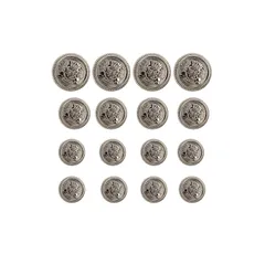 DEVENTORZ ブレザー ボタン 16個セット 直径15mm/20mm/25mm アンティーク メタルボタン 交換 補修 学生服/スーツ/ブレザー用/コートなど 洋服用 袖口 金 アクセサリー セット DIY 手作り おしゃれ 麦穂バッジ 装飾（ティー 1