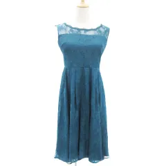 アクシーズファム axes femme ワンピース ひざ丈 ノースリーブ レース 切替 M グリーン 緑 /YM9