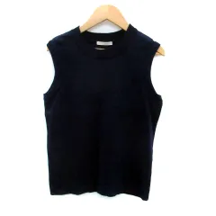 オペークドットクリップ OPAQUE.CLIP ニット カットソー クルーネック ノースリーブ 無地 38 M 紺 ネイビー /HO41