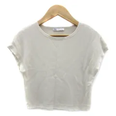 ザラ ZARA Tシャツ カットソー クロップド丈 ノースリーブ L ベージュ /YM12