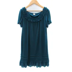 アクシーズファム axes femme ワンピース ミニ丈 半袖 スクエアネック 刺繍 フリル M モスグリーン /SM18