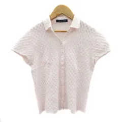 キャラオクルス CARA O CRUZ シャツ ブラウス 半袖 スキッパーカラー ストライプ柄 9 ピンク /YK16