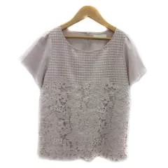 グローブ grove カットソー 半袖 ラウンドネック 花柄 レース M 薄ピンク /YS41