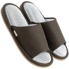 [mianshe] 立体メッシュ スリッパ 前開き 通気性 蒸れない 静音 軽量 メンズ レディース ブラウン L