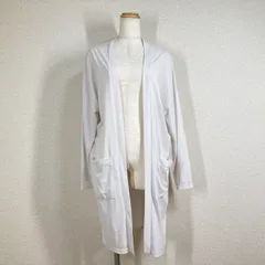 アズールバイマウジー ロングジレ カーディガン M 白 ホワイト レーヨン 洗濯可 羽織り ノーカラー AZUL BY MOUSSY Y2K コーディガン