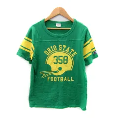 チャンピオン CHAMPION Tシャツ カットソー 半袖 ラウンドネック プリント L 緑 グリーン 黄 イエロー /SY37