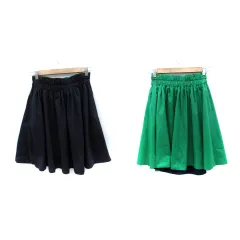 エムドゥ M.deux フレアスカート ひざ丈 リバーシブル 38 M 紺 ネイビー 緑 グリーン /SM8