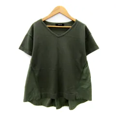 アンタイトル UNTITLED カットソー 半袖 Vネック 切替 ロールアップ 2 カーキ /SY23