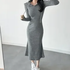 新品 黒カラー ONE PIECE フード Long ONE PIECE