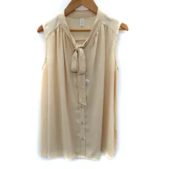 ロイヤルパーティー ROYAL PARTY シャツ ブラウス ノースリーブ ボウタイ F ライトオレンジ /SM15