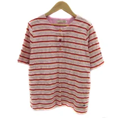 クロコダイル CROCODILE カットソー 半袖 ヘンリーネック ボーダー柄 大きいサイズ LL マルチカラー 赤 レッド /YS32