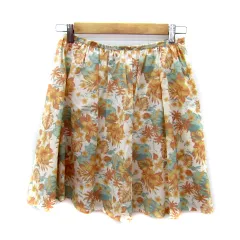 ナチュラルビューティーベーシック NATURAL BEAUTY BASIC フレアスカート ミニ丈 花柄 マルチカラー S オレンジ /SY4