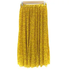 ニコアンド Niko and.. プリーツスカート ロング丈 マキシ丈 花柄 イエロー 黄色 /YM9