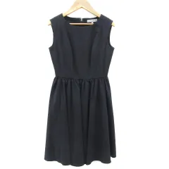 エムプルミエ M-Premier ワンピース ひざ丈 ノースリーブ 34 XS ネイビー 紺 /YM15