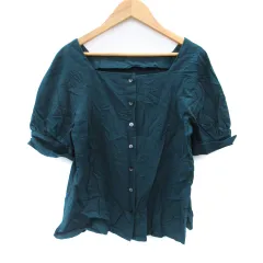 ナチュラルビューティーベーシック NATURAL BEAUTY BASIC シャツ ブラウス 半袖 スクエアネック S モスグリーン /SM7