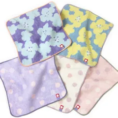 【花柄・ドット柄5枚セット】今治タオル ハンカチ コンパクト 小さめ 20×20cm 日本製 ギフト プレゼント キッズ 子供 レディース