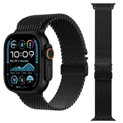 【新品】 アップルウォッチバンド メッシュ 無段階調節 オシャレ ステンレス鋼 メンズ コンパチブル Apple Watch バンド ミラネーゼループ パラシュートスタイルのバックル 49mm 46mm 45mm 44mm 42mm アップルウォッチUlt 0