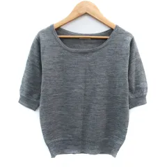 レストローズ L'EST ROSE ニット カットソー 五分袖 ラウンドネック 2 グレー /SM11